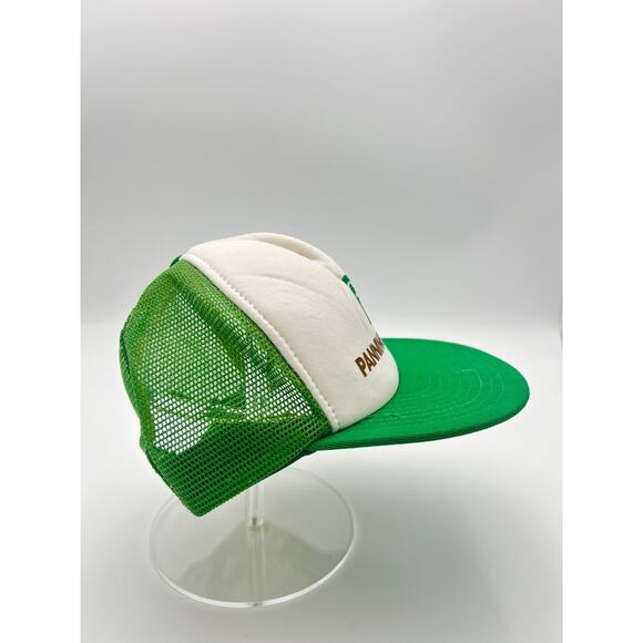 Vintage Panning Lumber Trucker Hat Snapback Mesh Cap Green White Foam Front - Picture 4 of 6